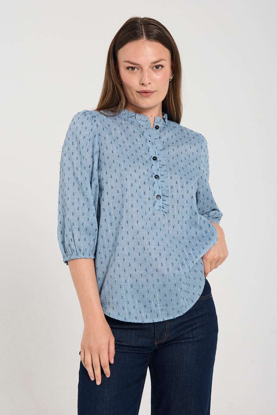 Freequent DINA blouse with jacquard pattern
