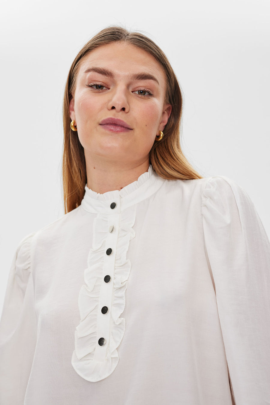 FQAPRIL - SHIRT WITH RUFFLE DETAILS - WHITE