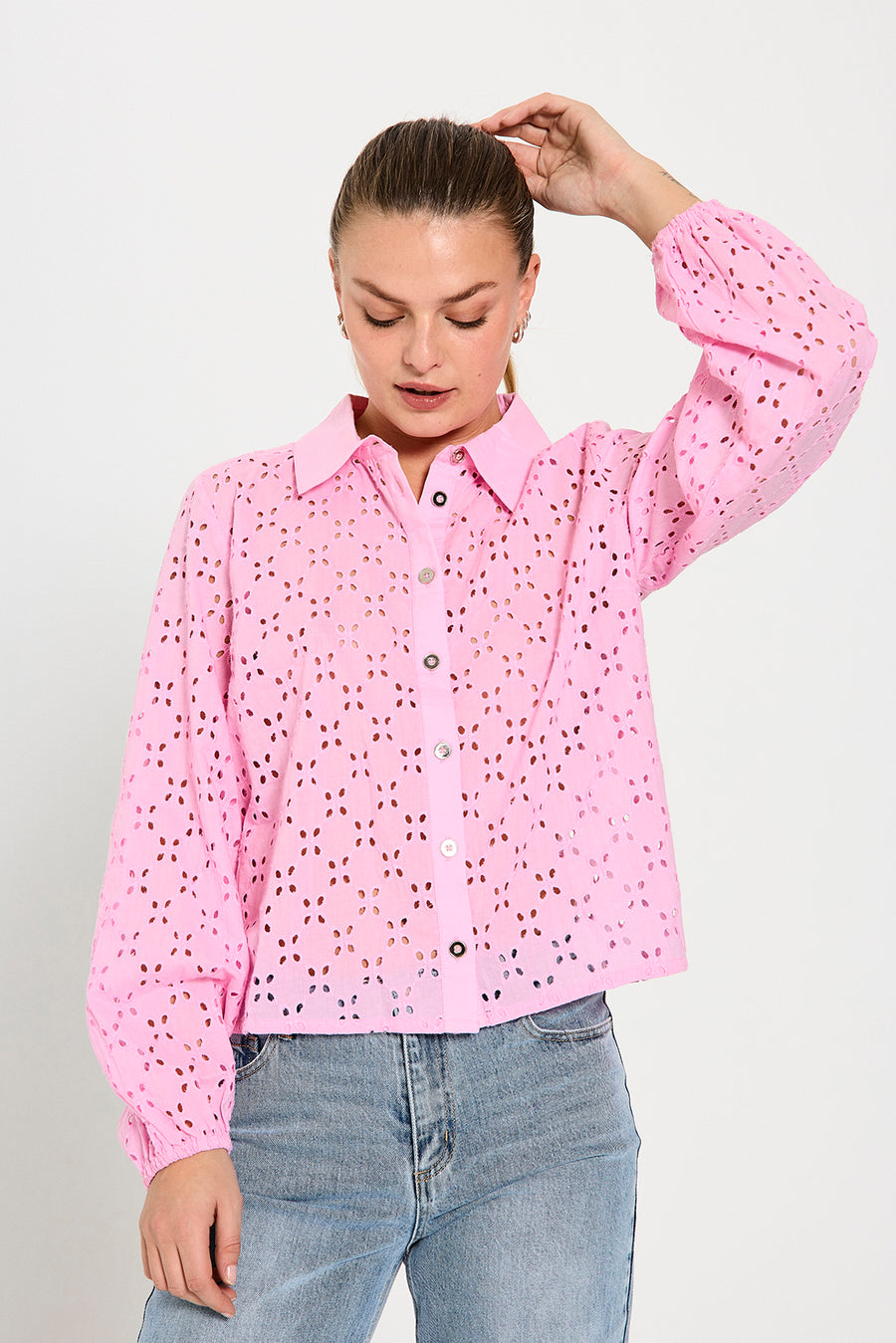 FQISOLDE - SHIRT WITH HOLE PATTERN - ROSE