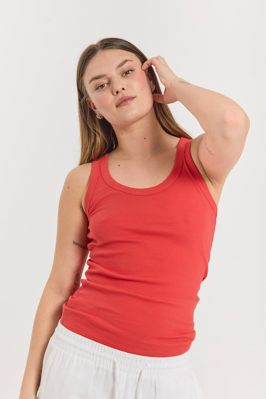 FQHI - RIB-KNITTED TOP - RED