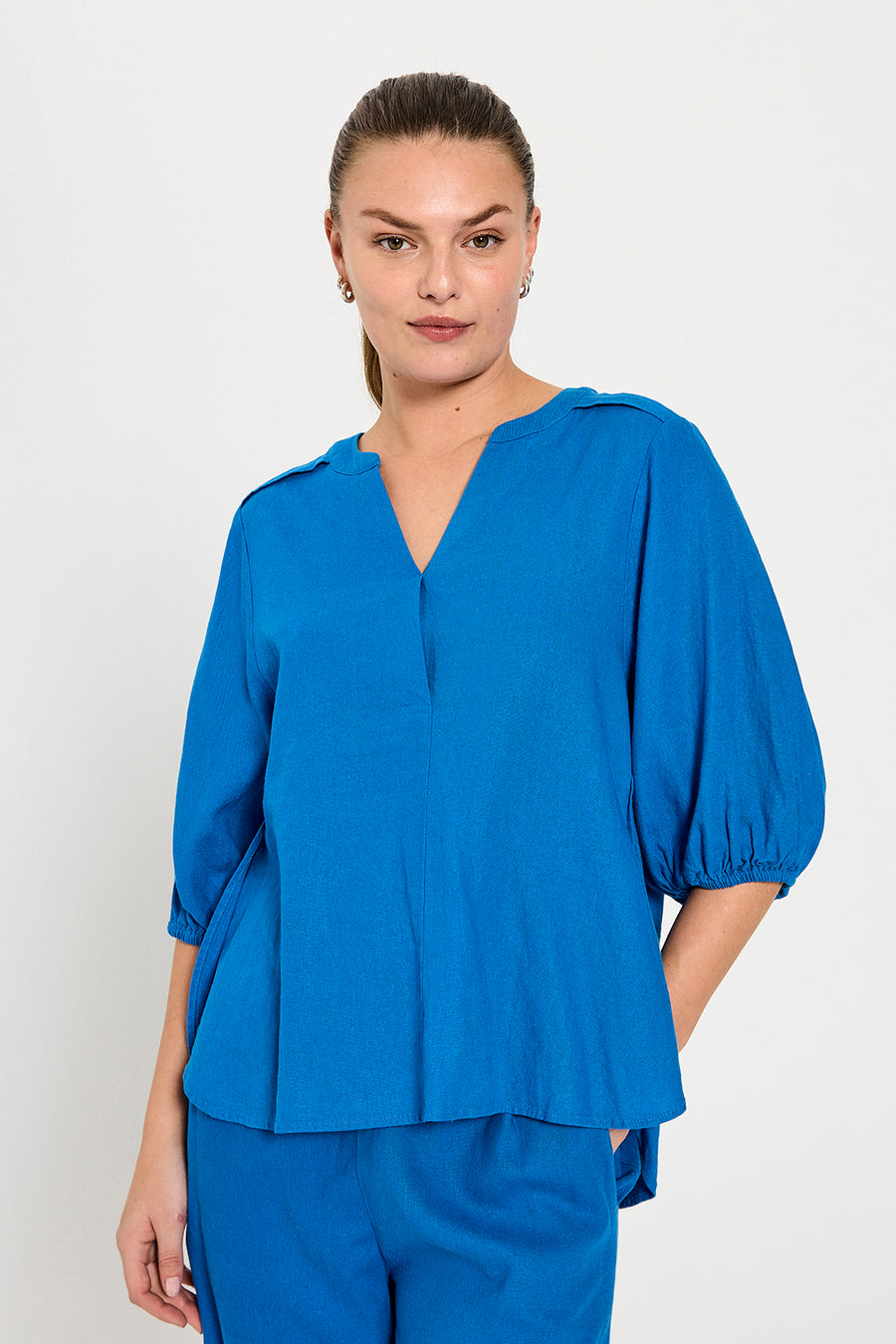FQLAVA - LINEN BLOUSE - BLUE