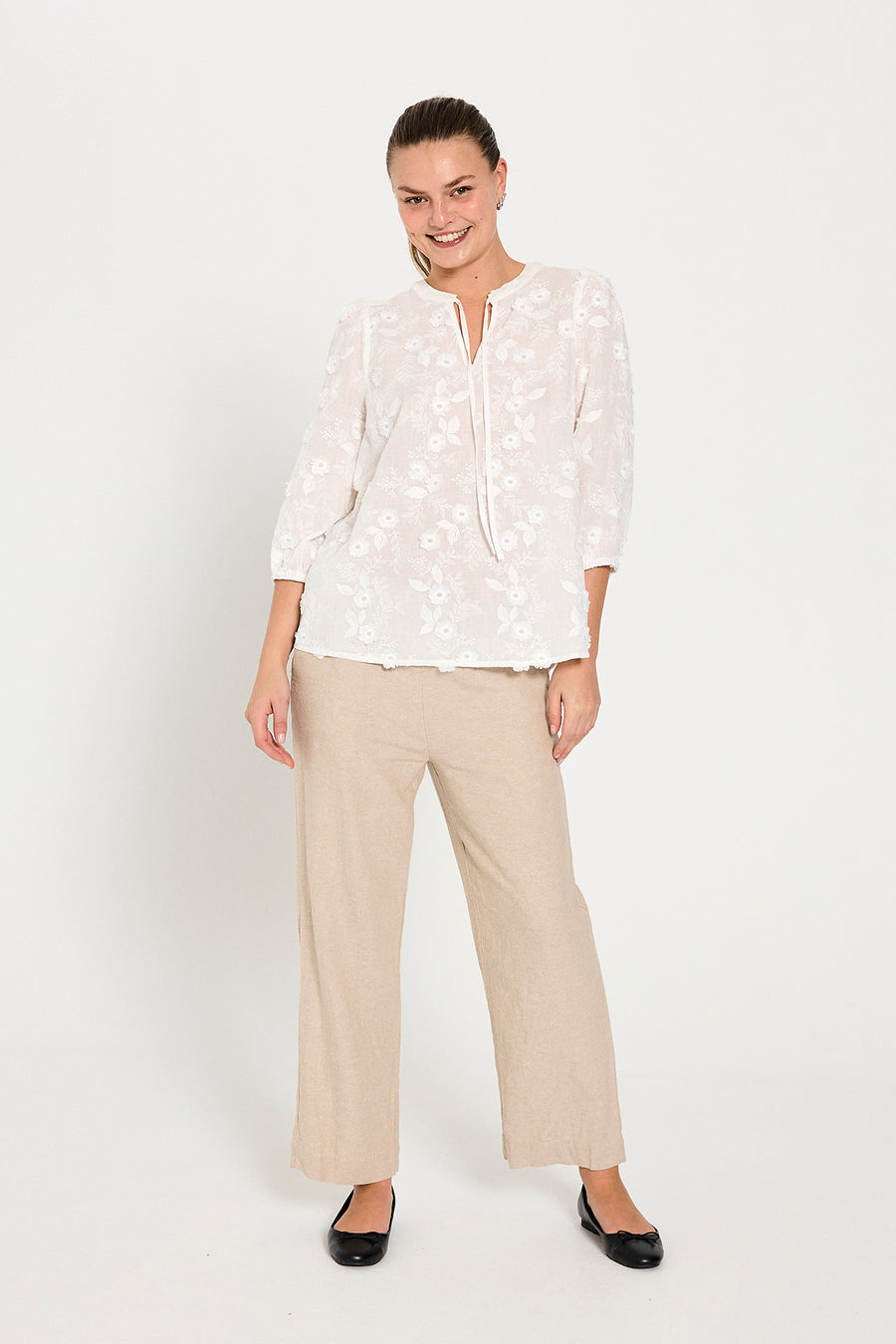 FQLAVA - LINEN ANKLE PANTS - BEIGE