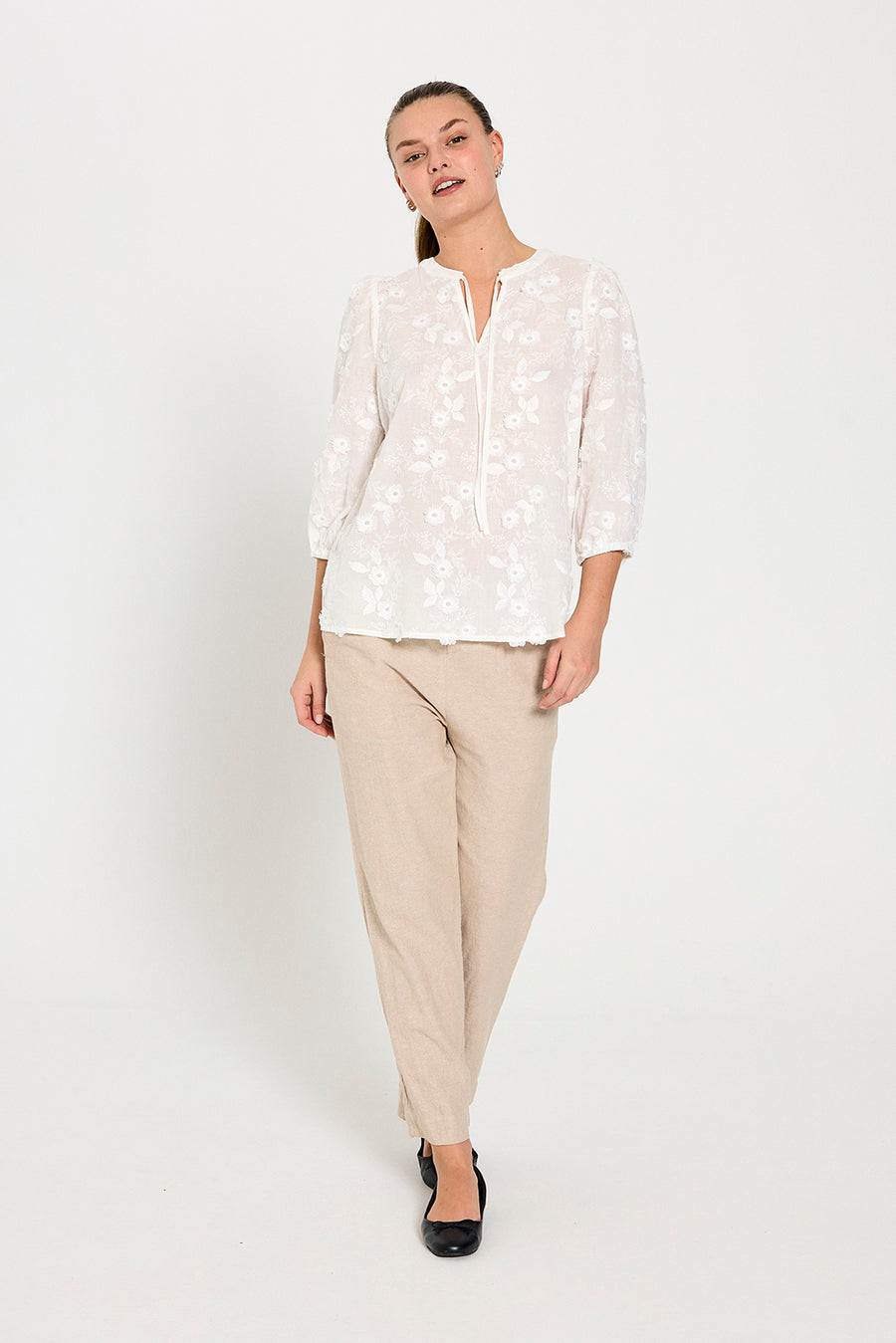 FQLAVA - LINEN ANKLE PANTS - BEIGE