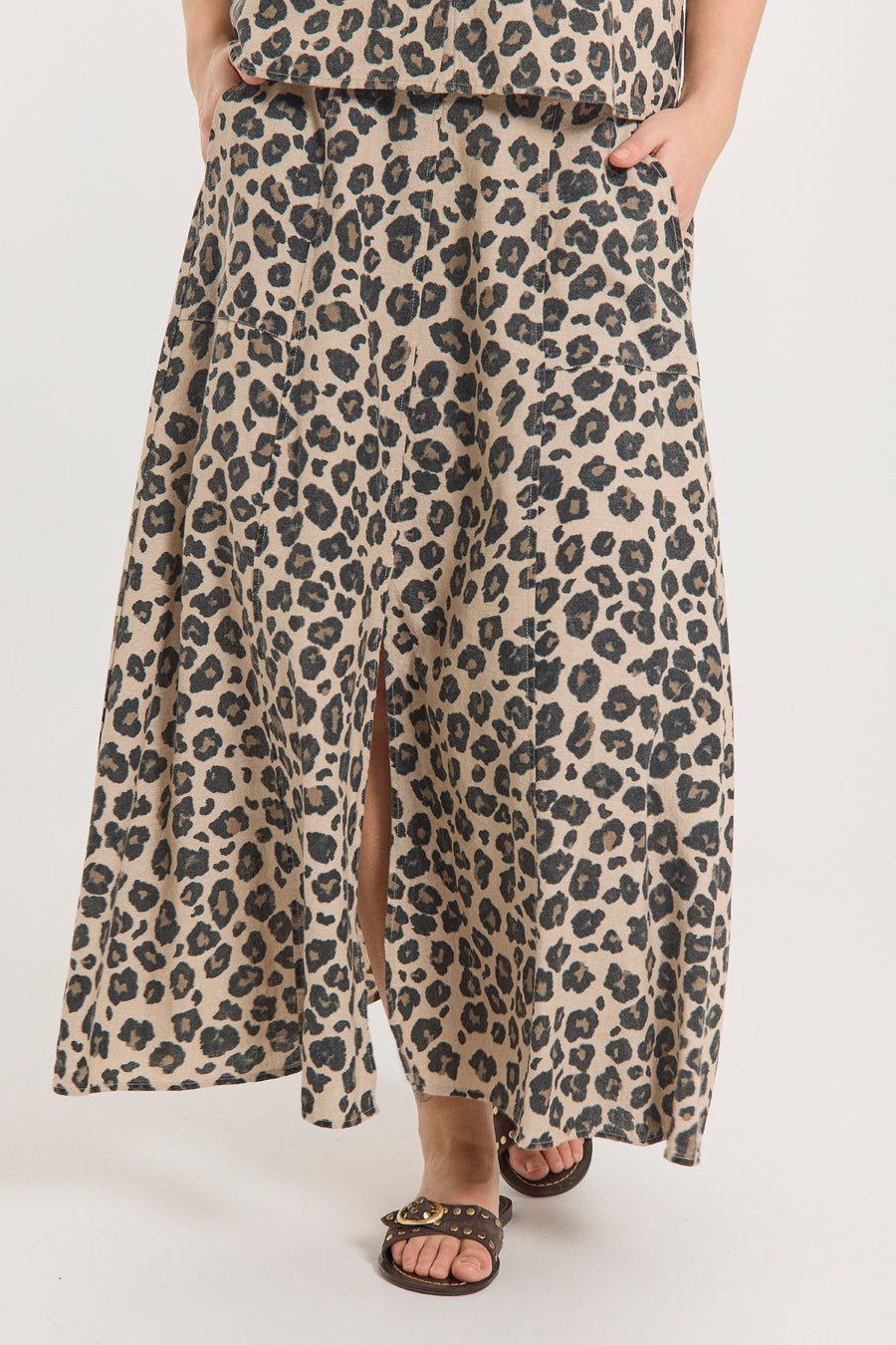 FQLAVISCO - MAXI SKIRT - BEIGE AND BLACK