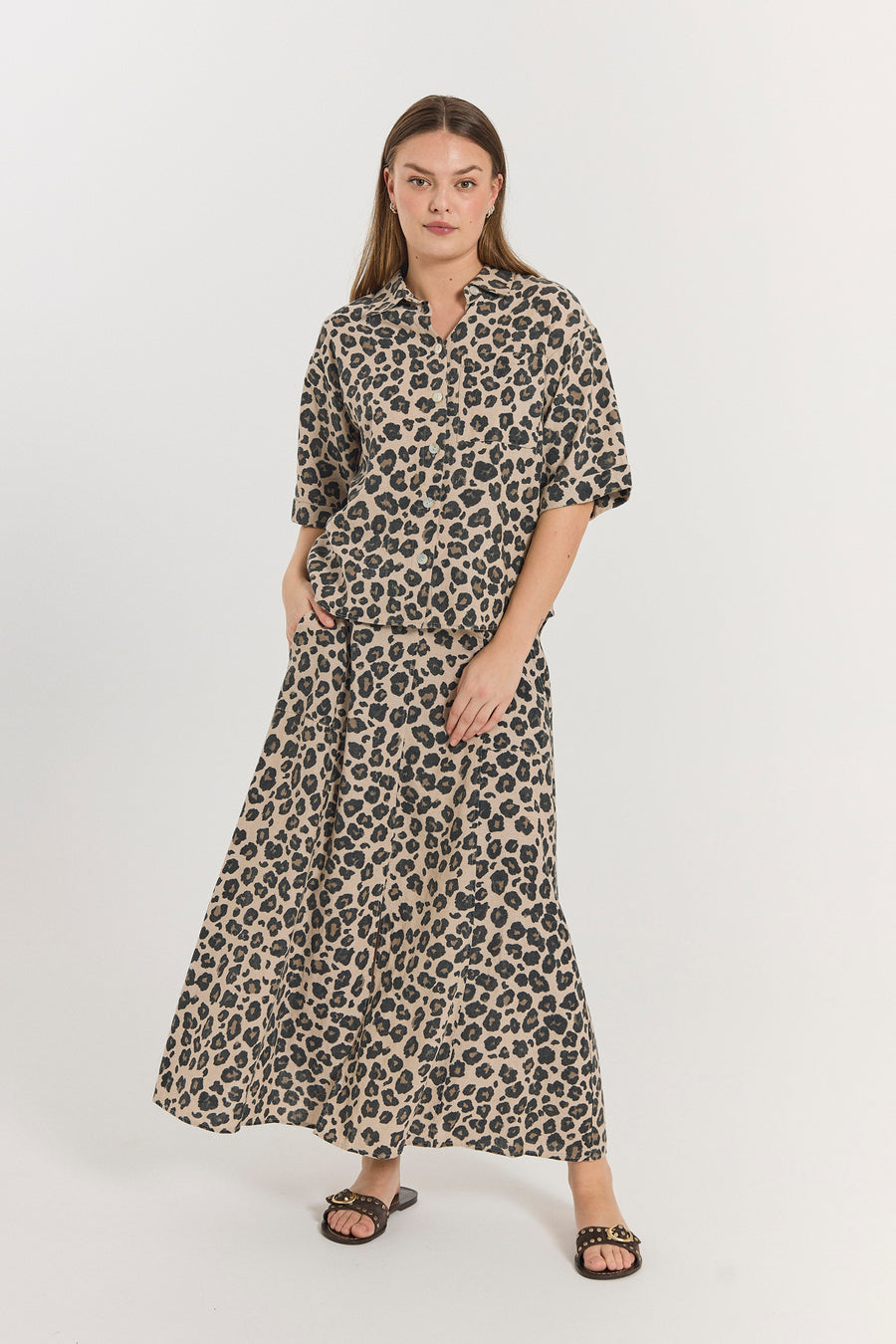 FQLAVISCO - MAXI SKIRT - BEIGE AND BLACK