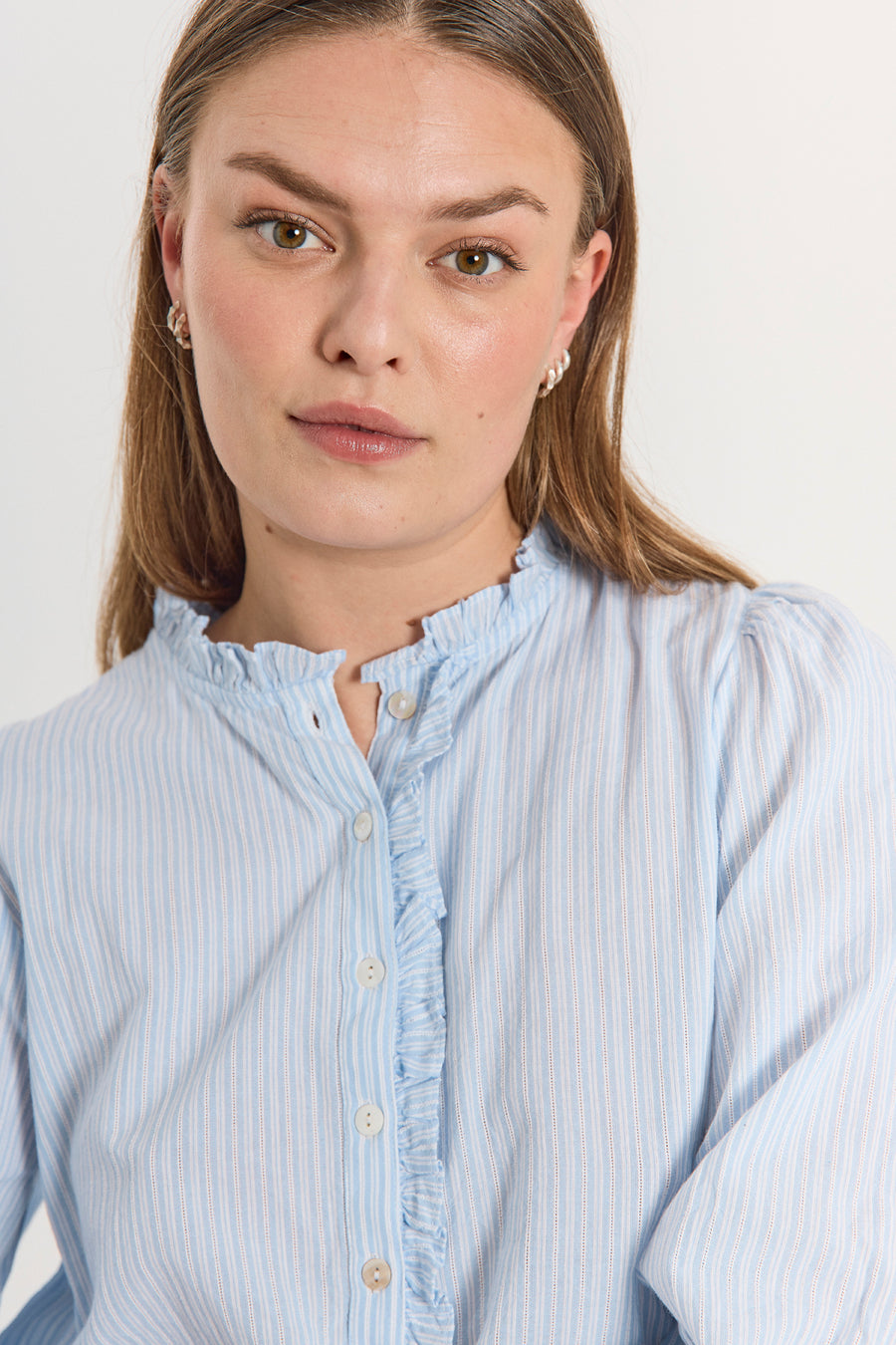 FQROLLY - STRIPED BLOUSE - BLUE AND WHITE