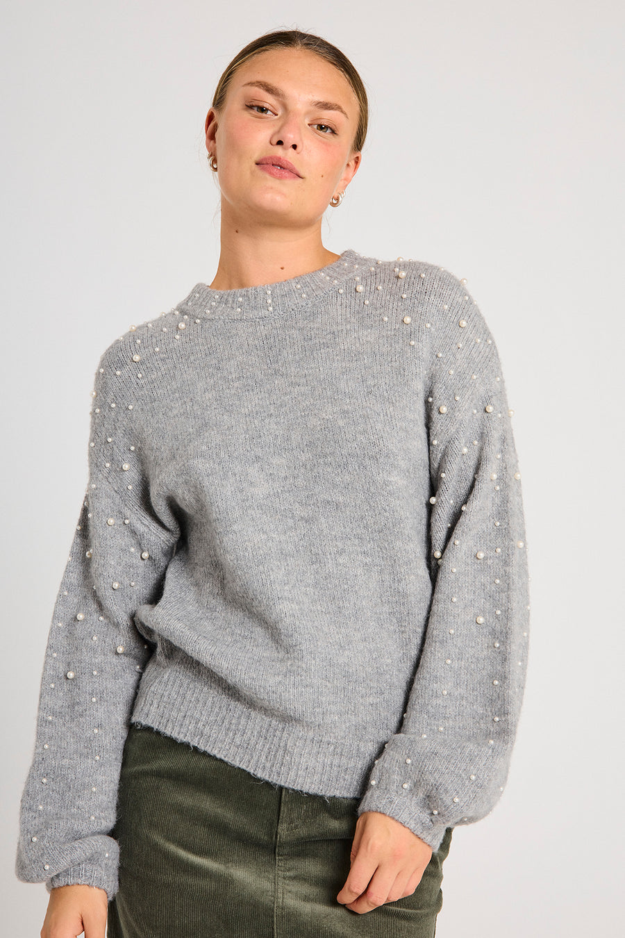 FQPEARL - PULLOVER WITH PEARLS - GREY