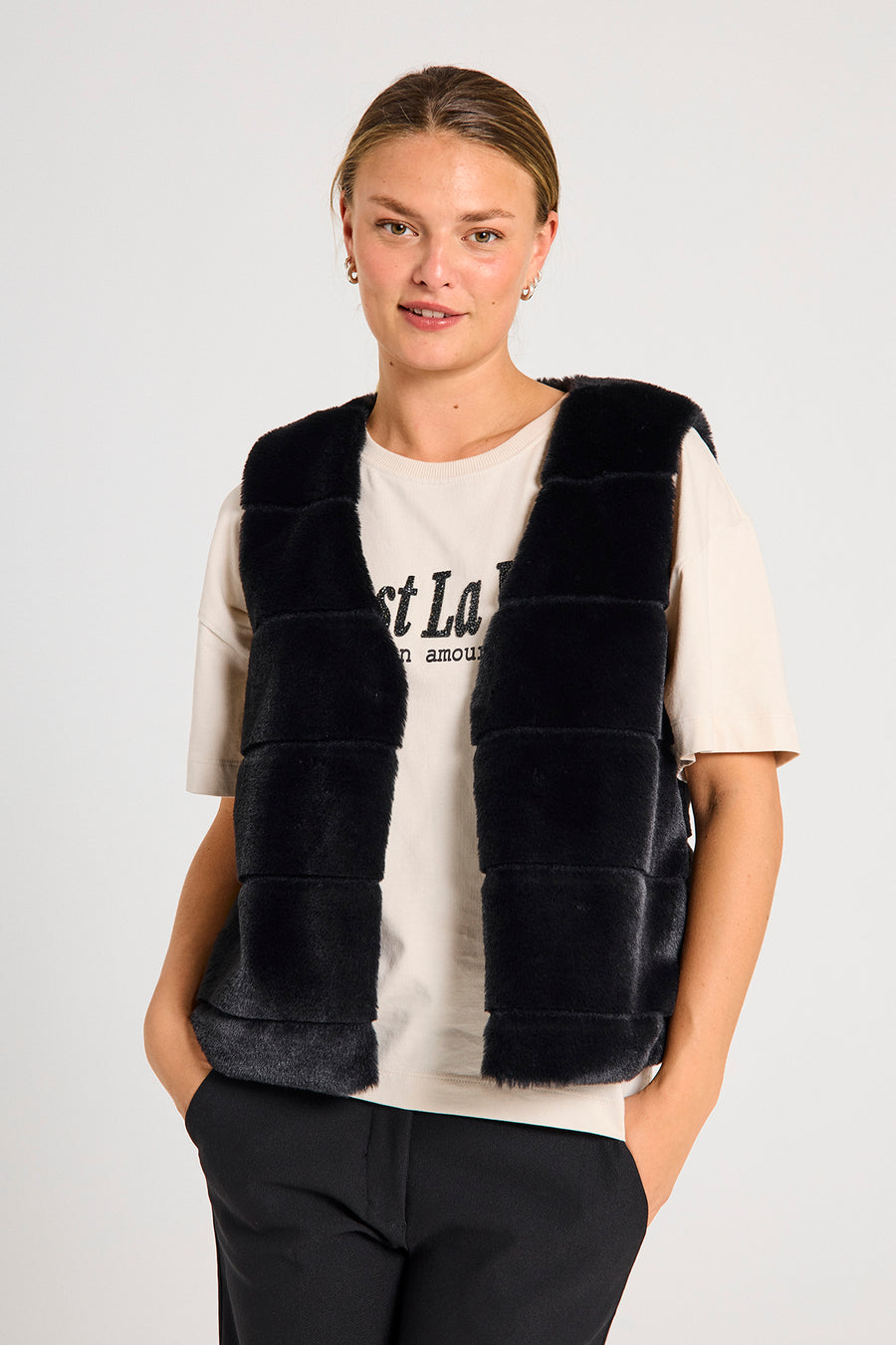 FQFOXY - WAISTCOAT - BLACK