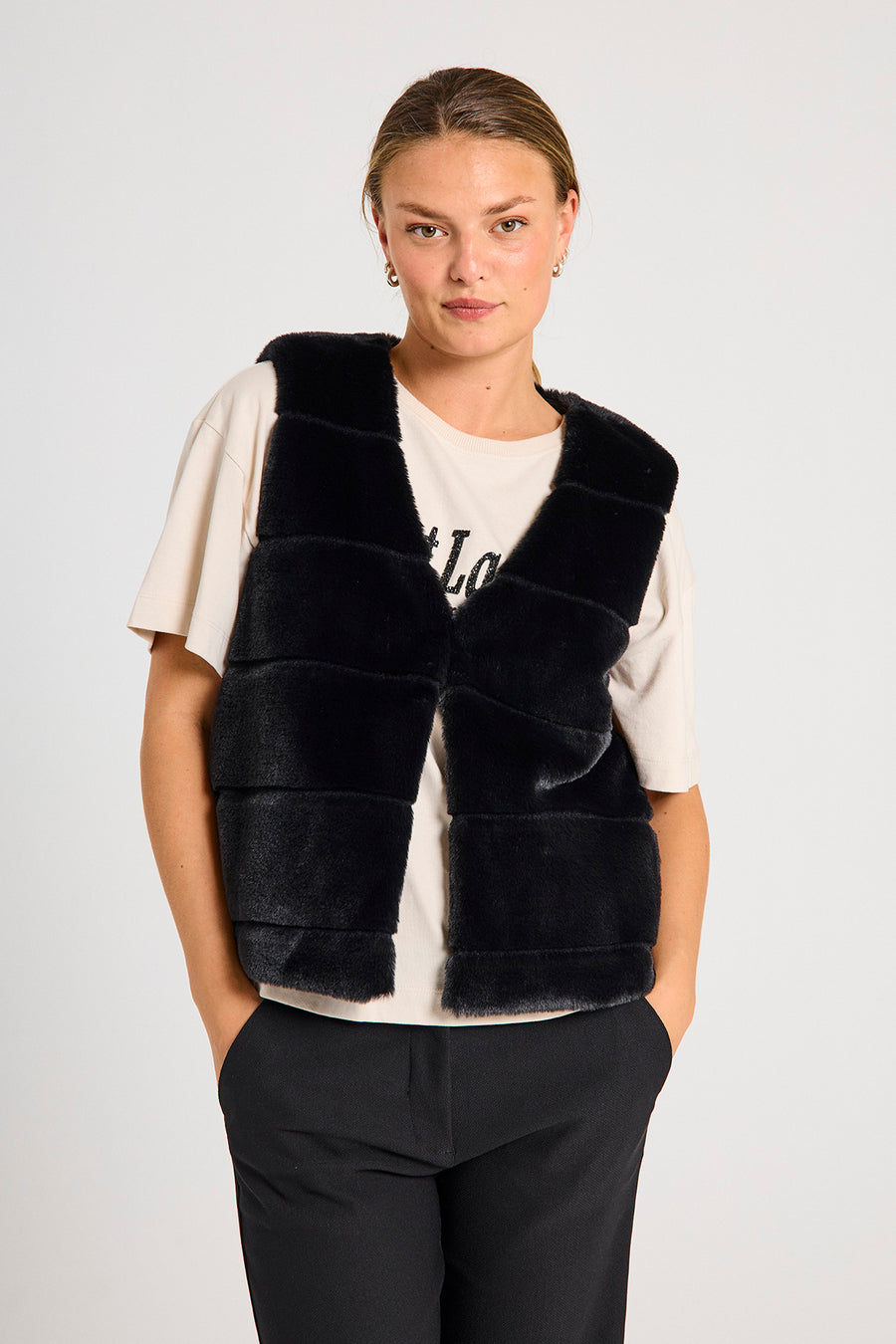 FQFOXY - WAISTCOAT - BLACK