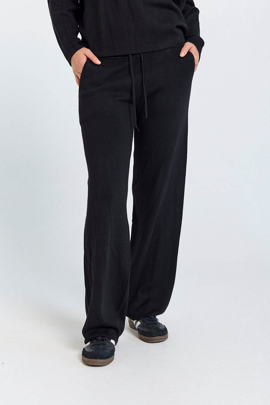 FQANI - PANTS WITH ELASTIC WAISTBAND - BLACK