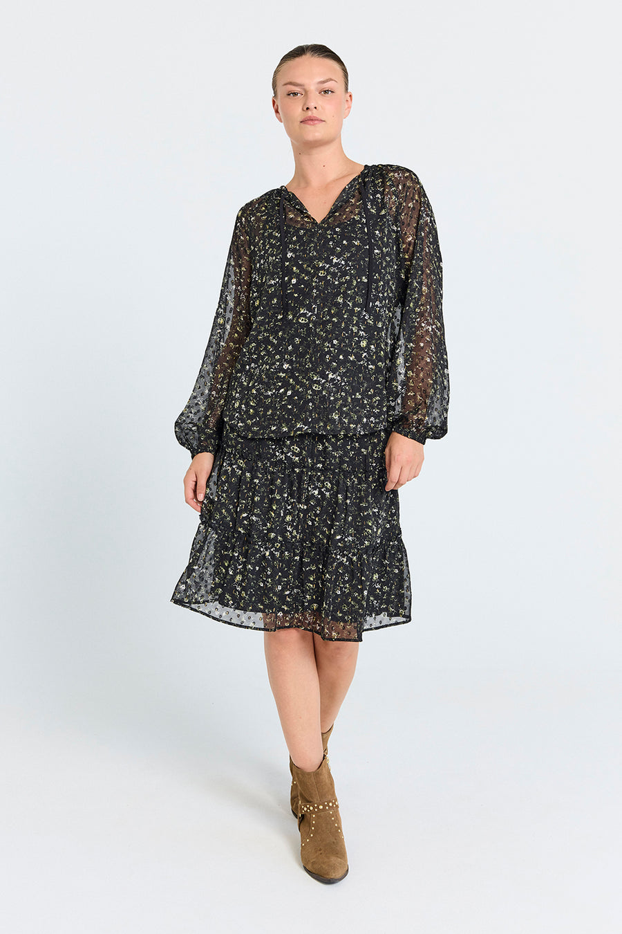 FQSANDA - BLOUSE - BLACK AND GREEN