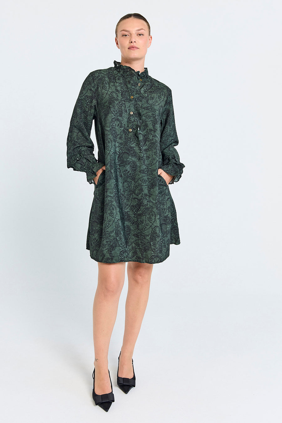 FQMOLIN - DRESS - BLACK AND GREEN