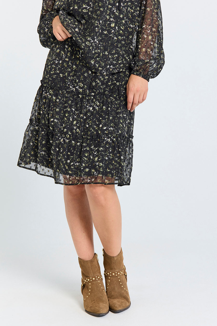 FQSANDA - SKIRT - BLACK AND GREEN