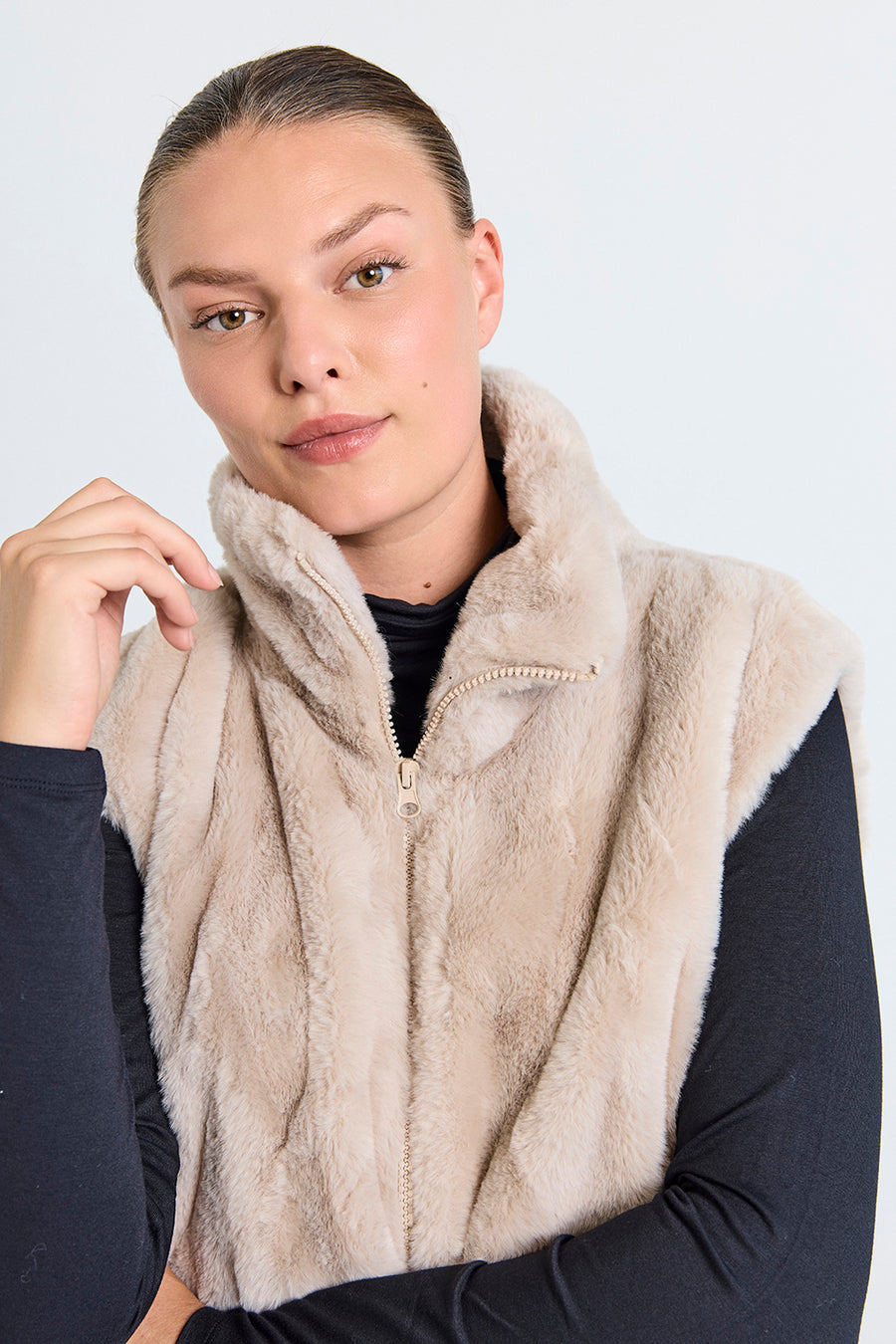 Freequent FONY faux fur waistcoat