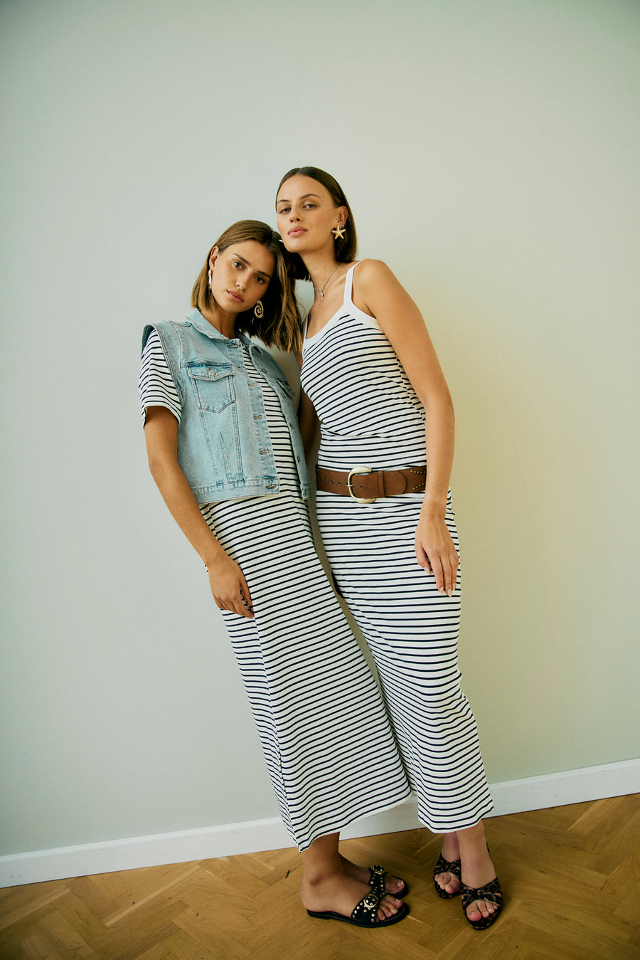 FQZIA - gestreepte rok - wit en blauw