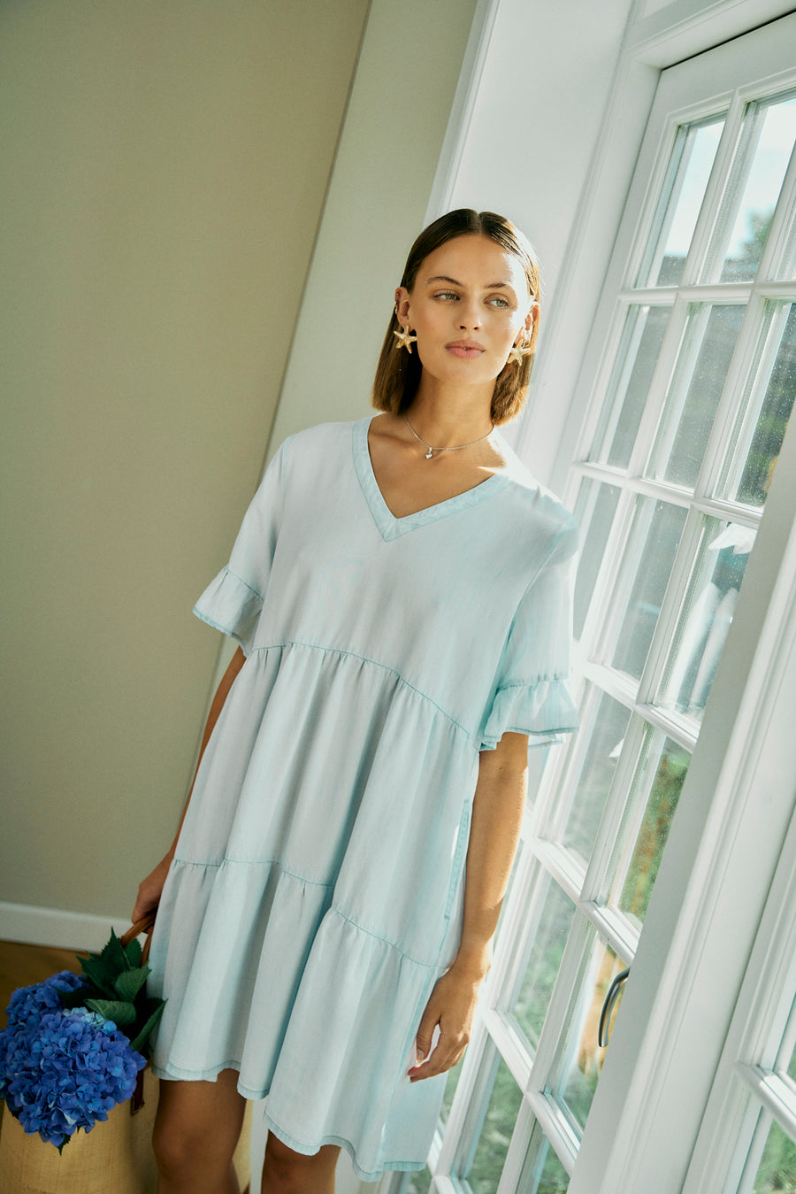 FQRENNA - DRESS WITH DENIM LOOK - BLUE