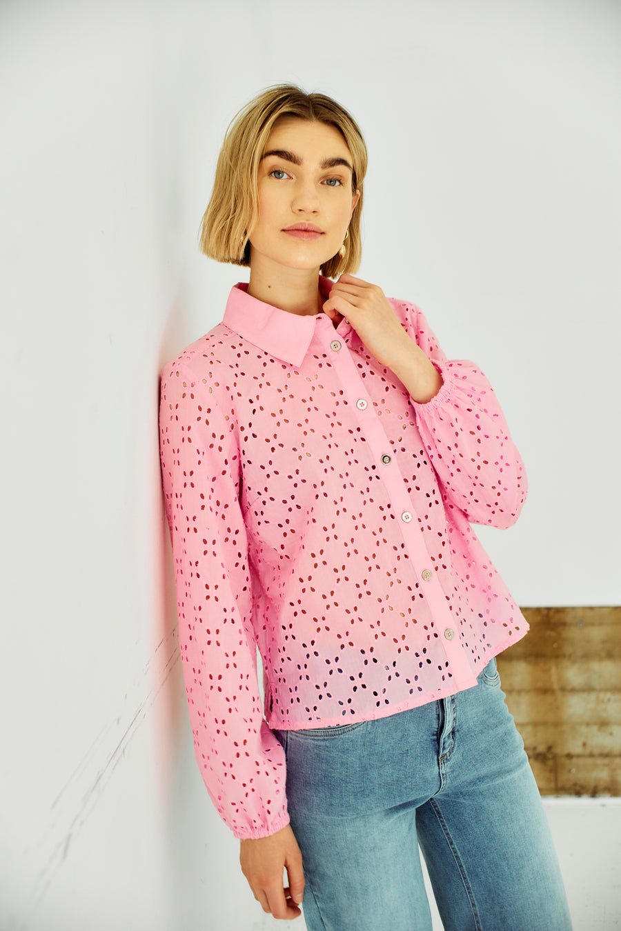 FQISOLDE - SHIRT WITH HOLE PATTERN - ROSE