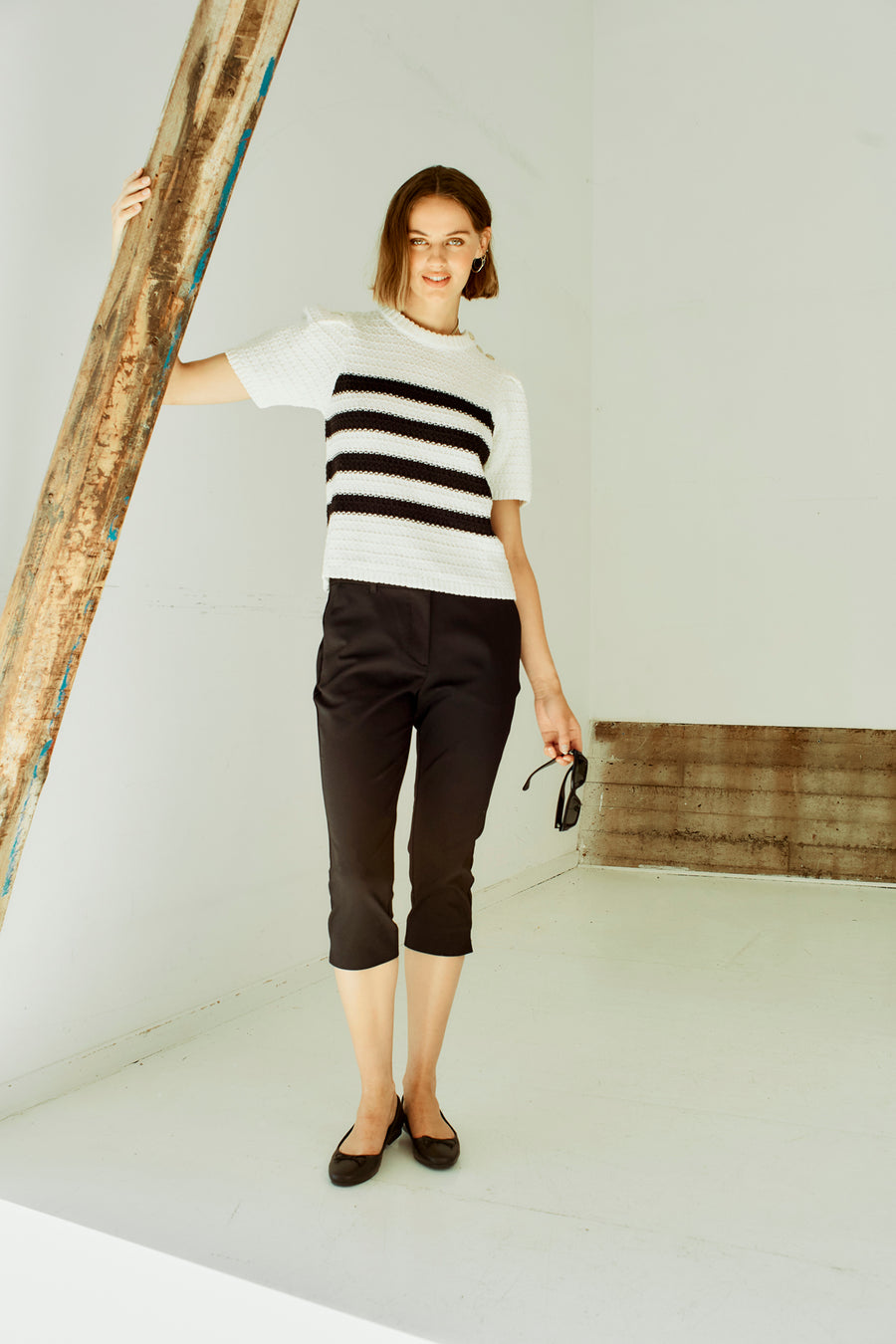 FQCOTLA - KNITTED PULLOVER - WHITE AND BLACK