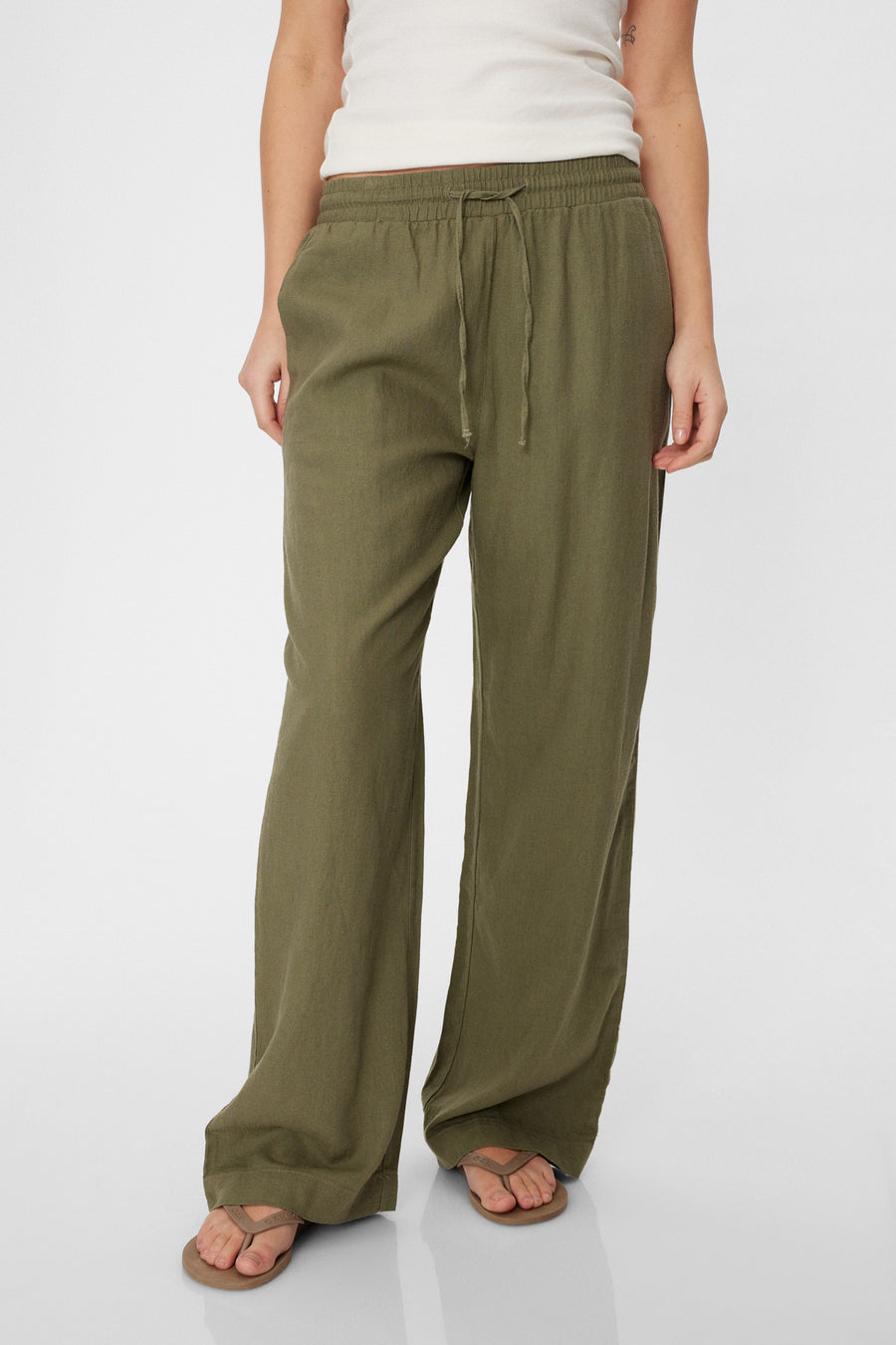 FQLAVA - LINEN PANTS - GREEN