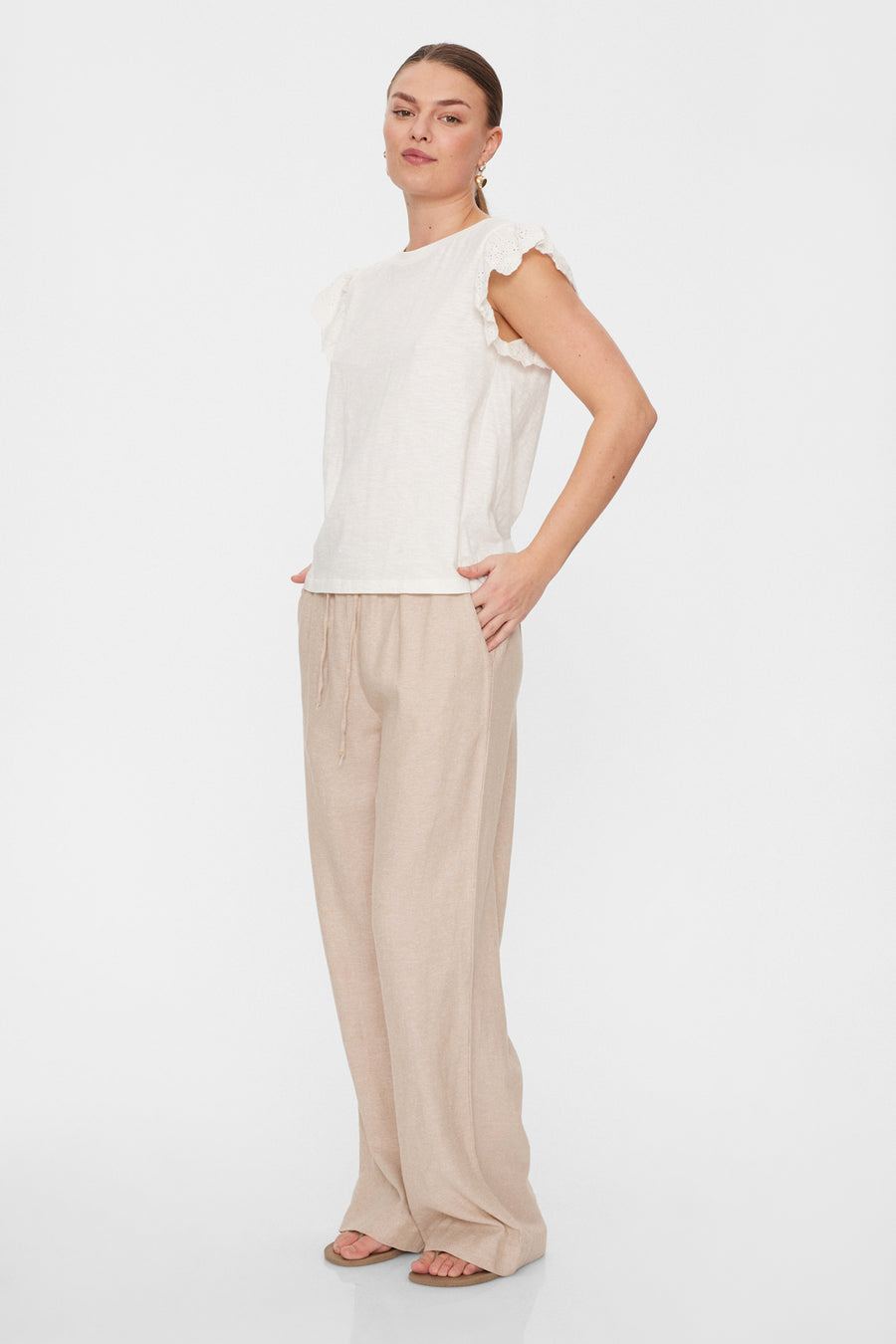 Fqlava - linnen broek - beige