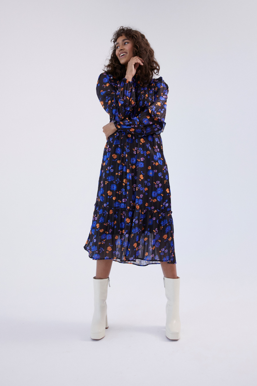 FQPAULIN - Dress with flowerprint - BLUE
