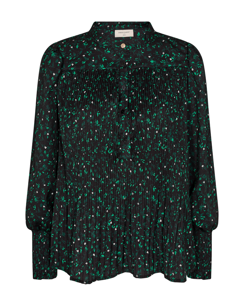 FQTERESA - BLOUSE WITH FLORAL PRINT - BLACK AND GREEN