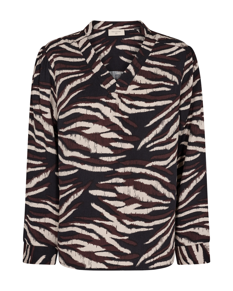 FQCAMELI - BLOUSE WITH ANIMAL PRINT - BLACK