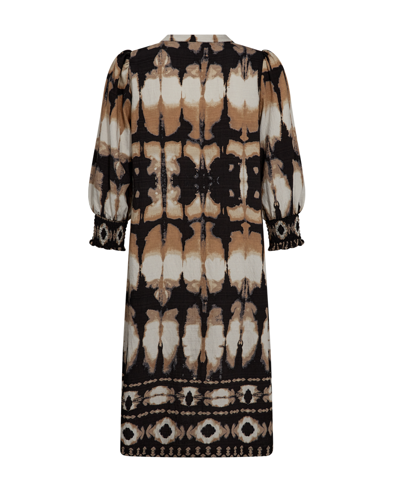 FQABY - DRESS WITH PATTERN PRINT - BEIGE AND BLACK