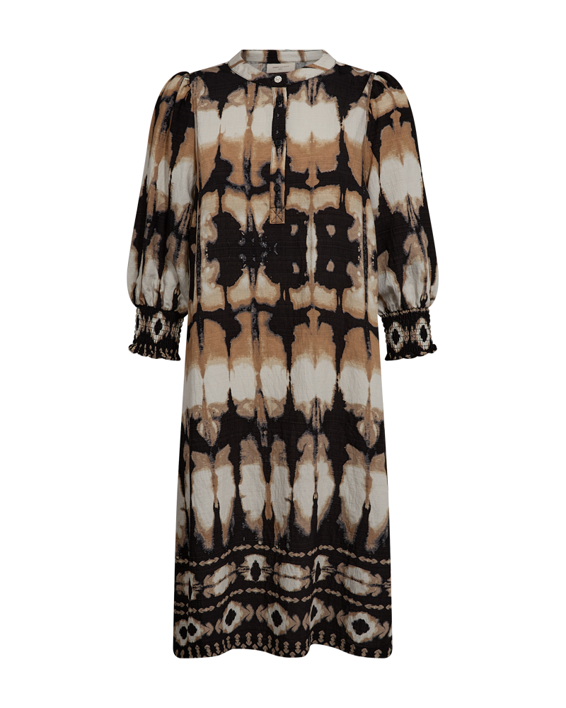 FQABY - DRESS WITH PATTERN PRINT - BEIGE AND BLACK