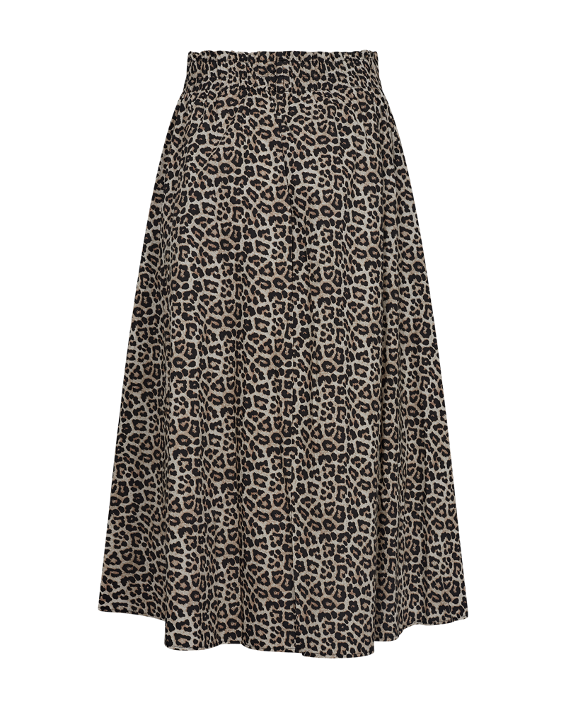 FQMALAY - SKIRT WITH LEOPARD PRINT - BLACK AND BEIGE