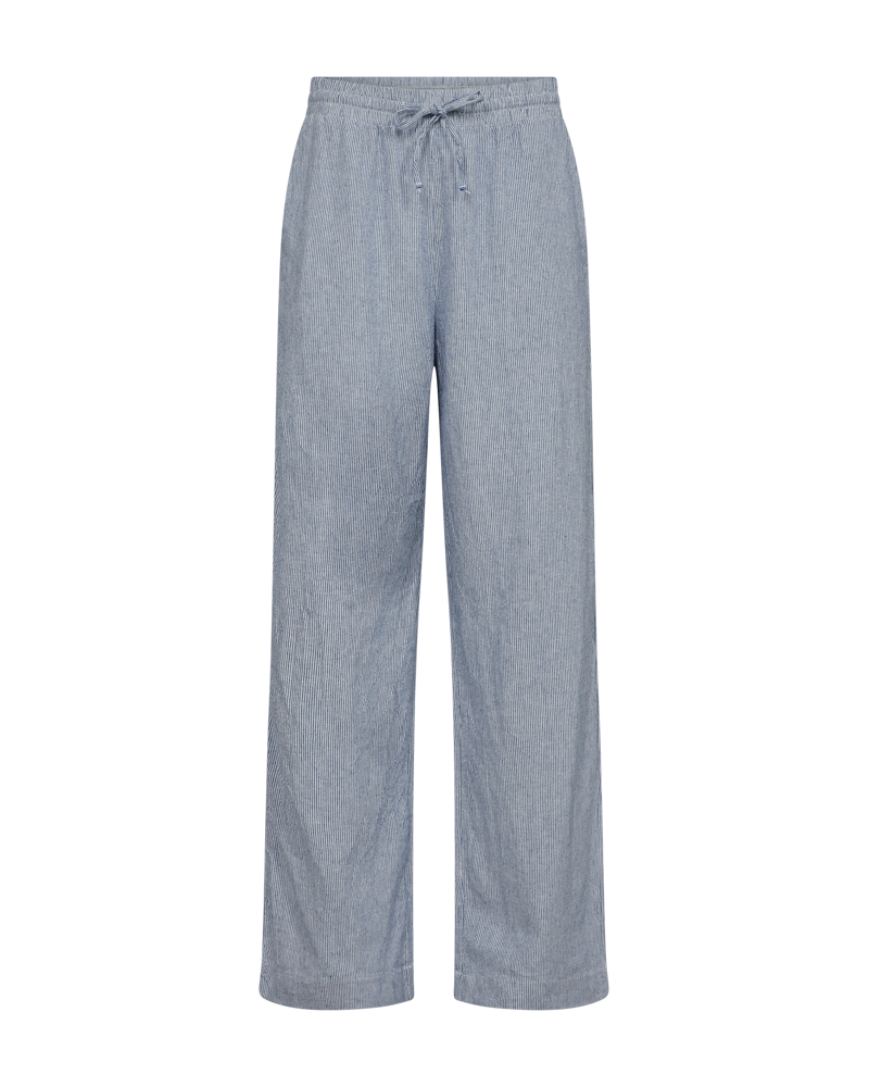 FQLAVA - STRIPED LINEN PANTS - WHITE AND BLUE