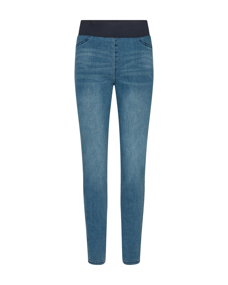 FQSHANTAL - DENIM PANTS WITH ELASTIC WAISTBAND - BLUE