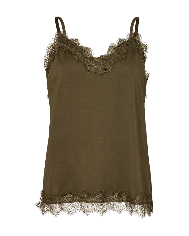 FQBICCO  -  TOP WITH LACE DETAILS - GREEN