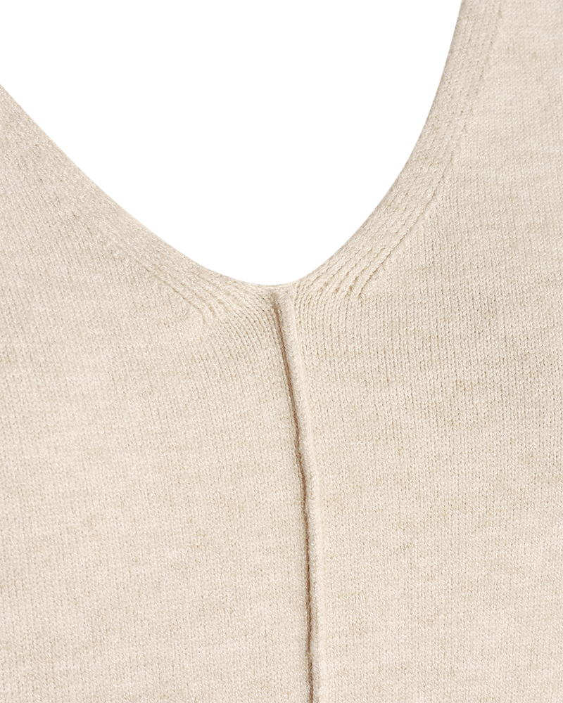 FQCLAURA - PULLOVER WITH A V-NECK - BEIGE