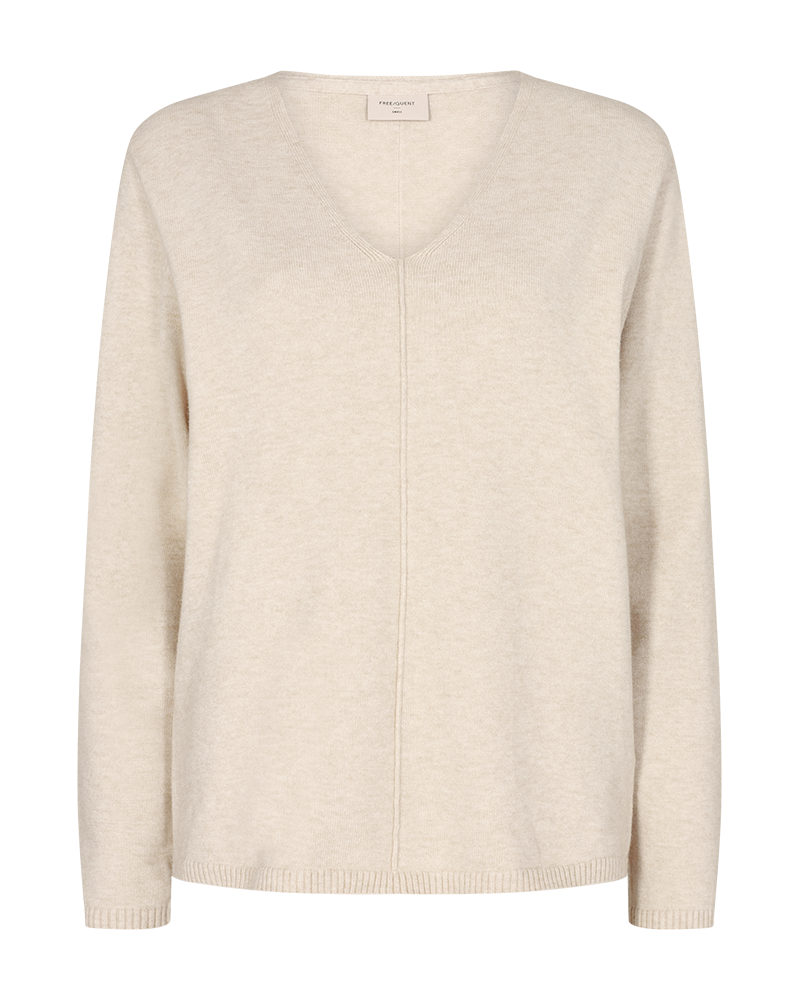 FQCLAURA - PULLOVER WITH A V-NECK - BEIGE