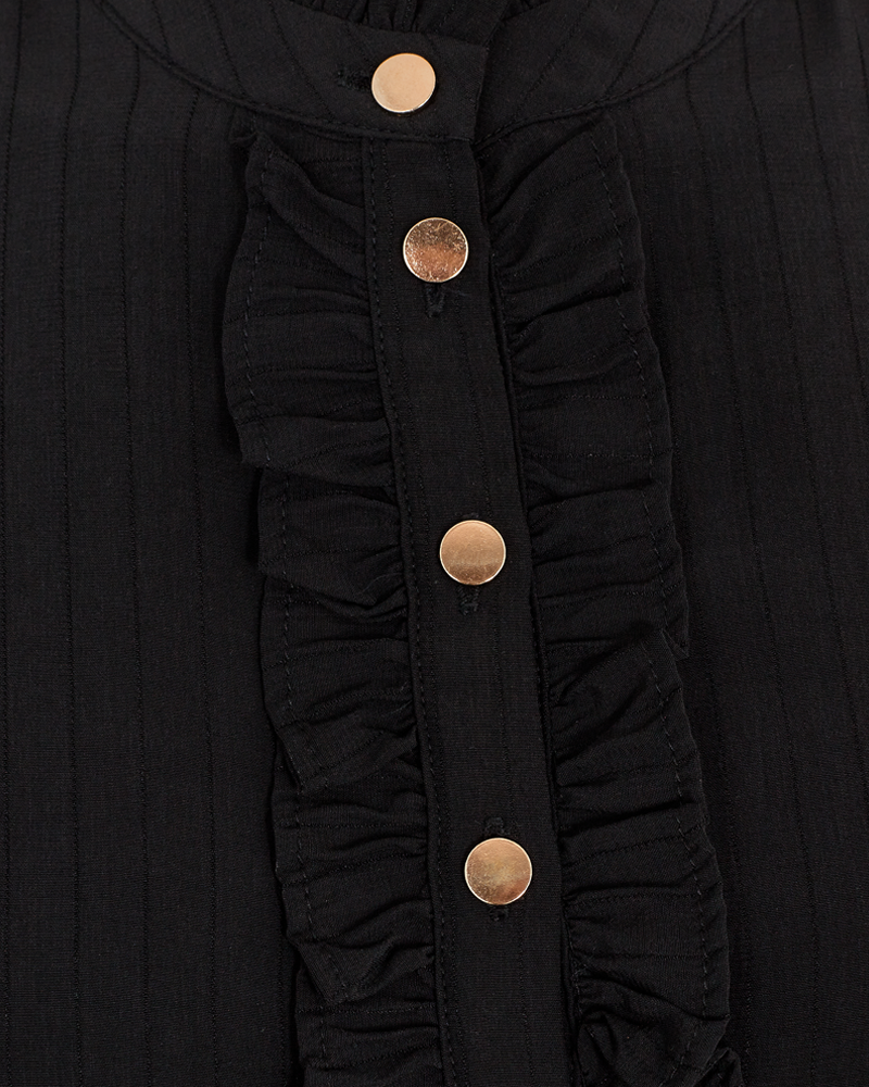 FQAPRIL - BLOUSE WITH RUFFLE DETAILS - BLACK