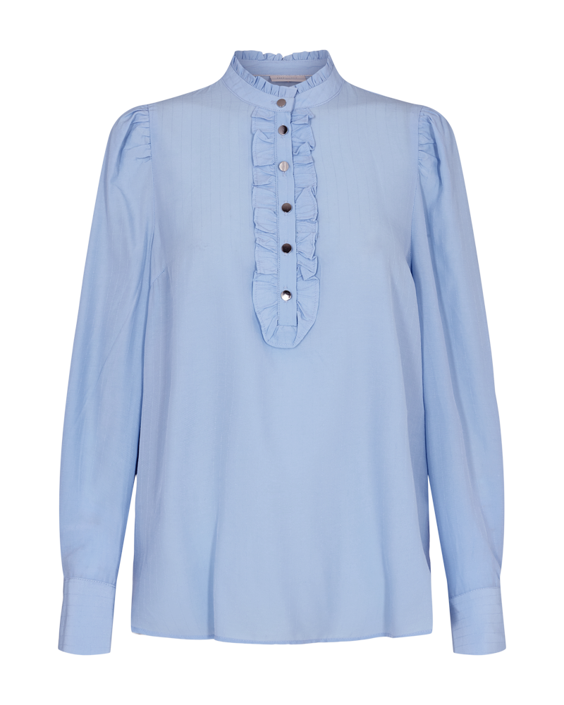 FQAPRIL - BLOUSE WITH RUFFLE DETAILS - BLUE