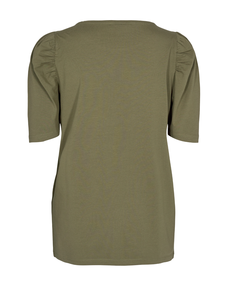 FQFENJA - T-SHIRT WITH PUFF SLEEVES - GREEN