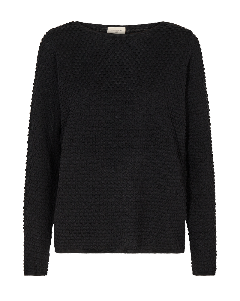 FQDODO - PULLOVER MED RIBKANTER - BLACK