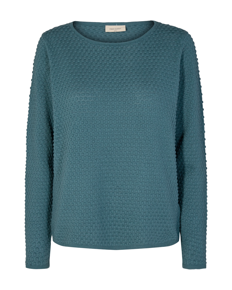 FQDODO - PULLOVER MED RIBKANTER - TURQUOISE