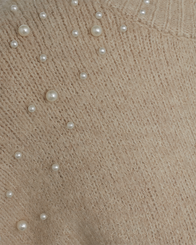FQPEARL - PULLOVER WITH PEARLS - BEIGE