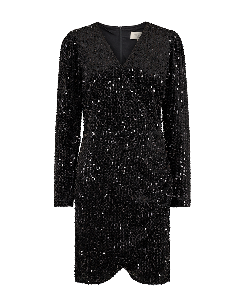 FQEVALY - Dress with sequins - BLACK