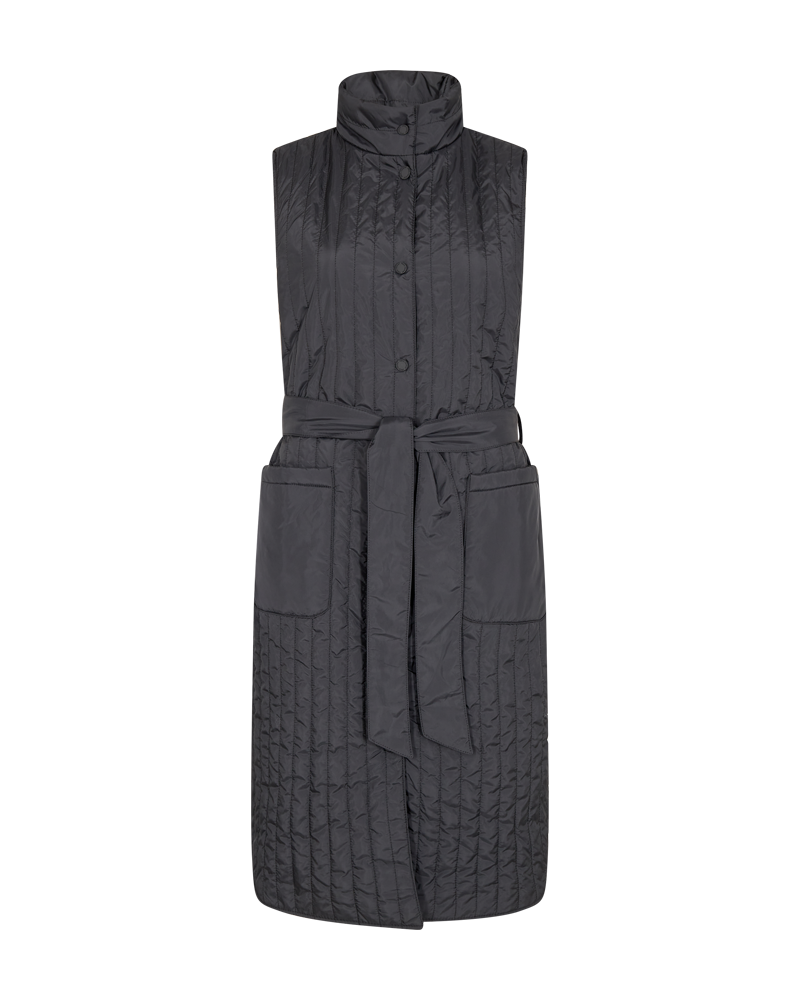 FQLAGO - WAISTCOAT WITH A TIE-STRING - BLACK