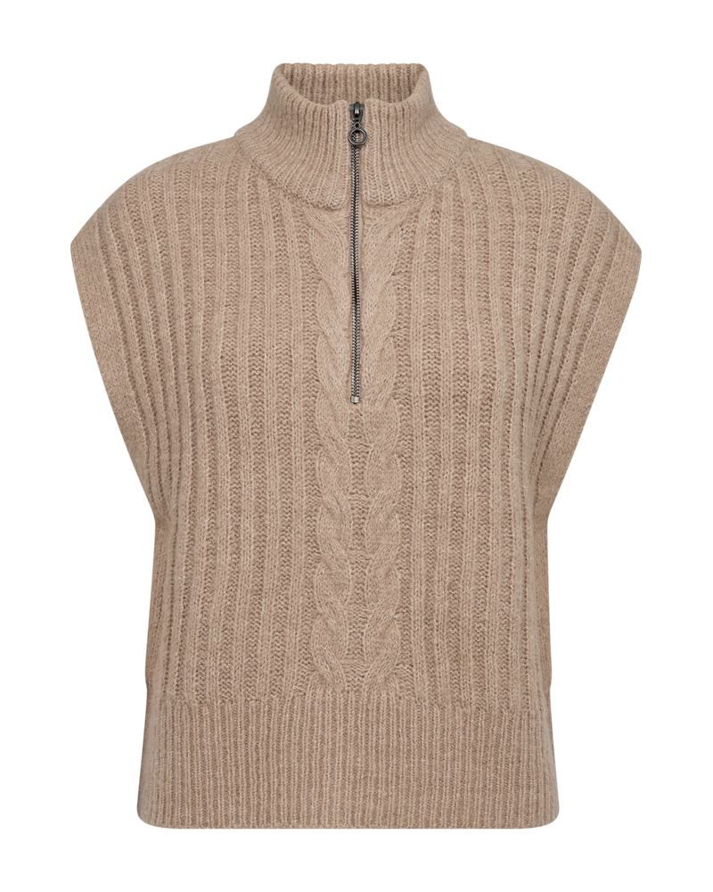 FQSILA - SHORT KNITTED WAISTCOAT - BEIGE