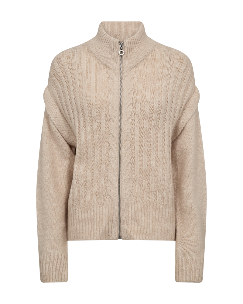 FQSILA - KNITTED CARDIGAN - BEIGE