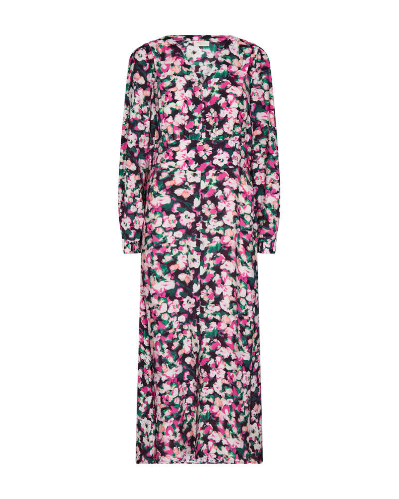 FQCAISA - DRESS WITH FLORAL PRINT - BLACK