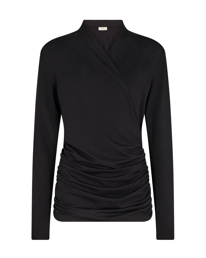 FQYVES - BLOUSE WITH A WRAP EFFECT - BLACK