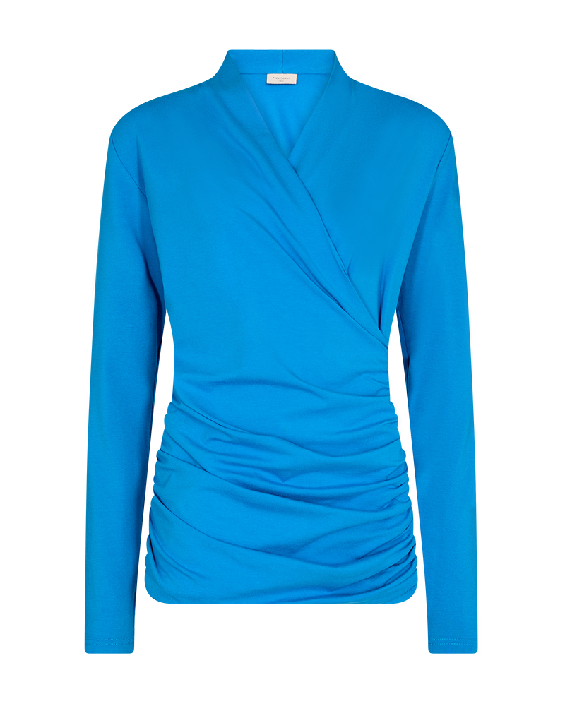 FQYVES - BLOUSE WITH A WRAP EFFECT - BLUE