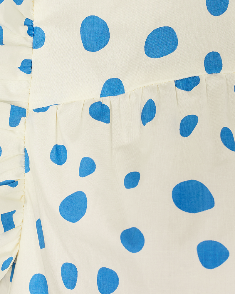 FQDOTCHA - BLOUSE WITH DOTTED PRINT - BLUE AND WHITE