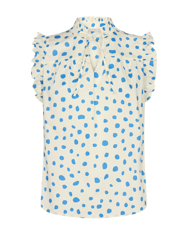 FQDOTCHA - BLOUSE WITH DOTTED PRINT - BLUE AND WHITE